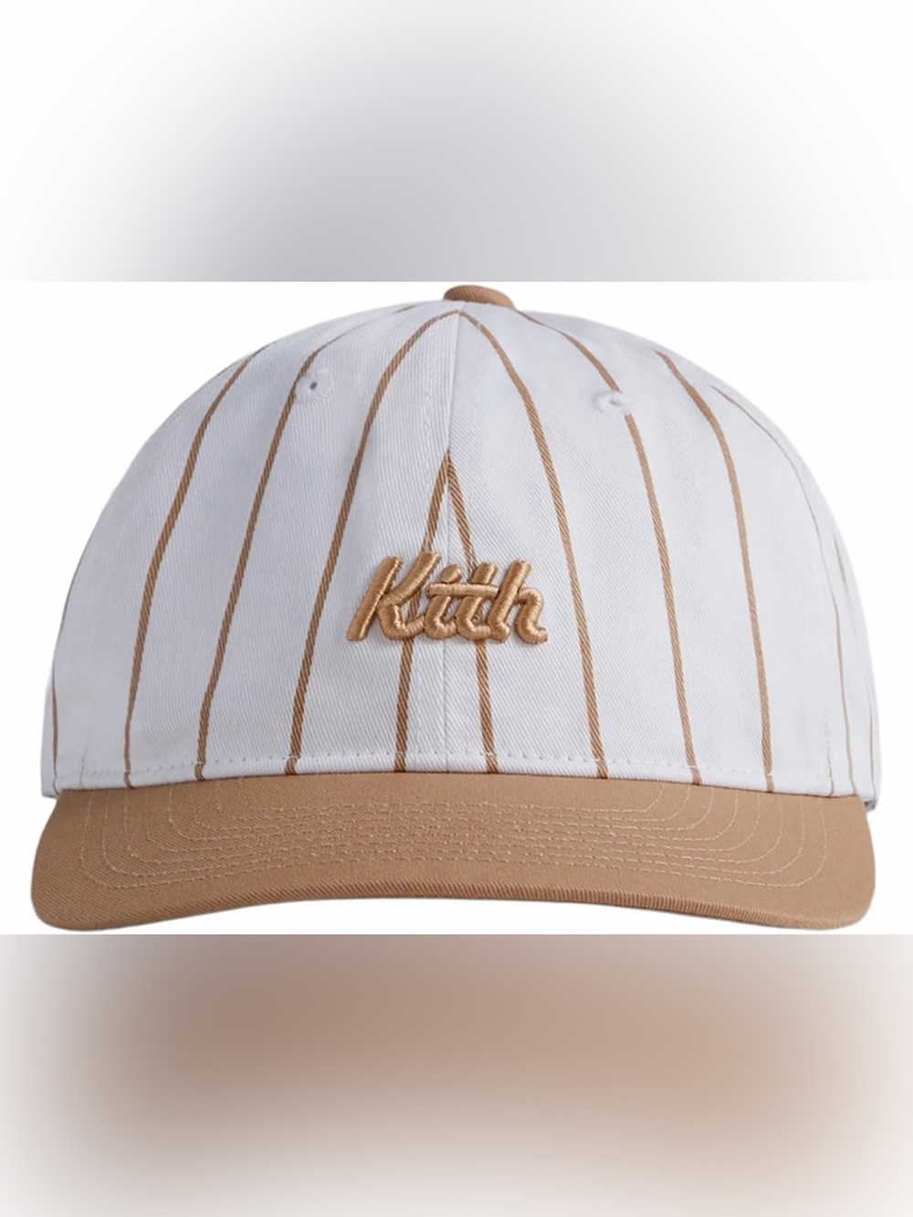 Kith Pinstripe Cap in Cream & Tan